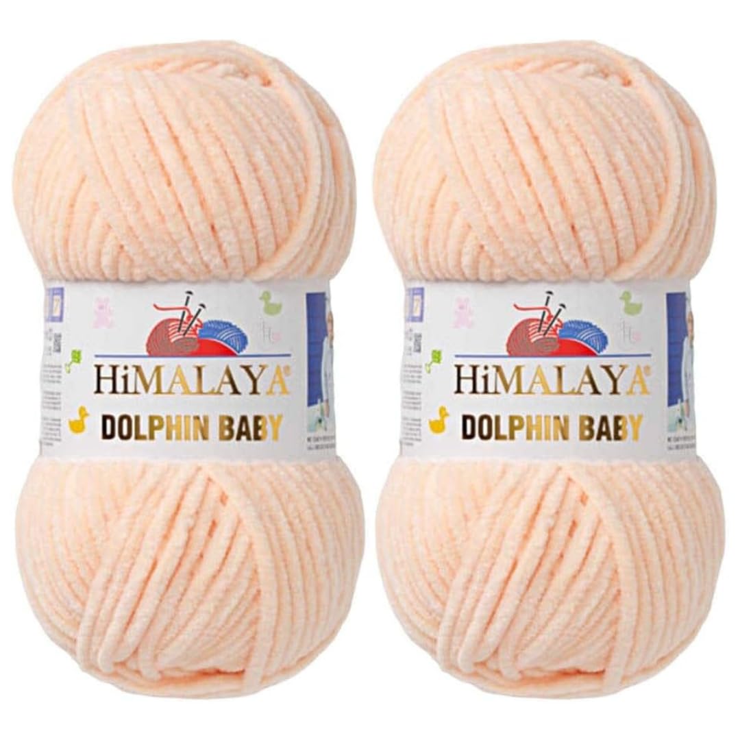 Himalaya Dolphin Baby Yarn 2 X 100g Skeins Super Bulky Yarn for Knitting/Crochet Ideal for Cardigans Shawls Blankets Hats and Home Textiles (2, 80333 Pastel Cream)