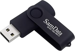 SamData 8GB USB 2.0 Swivel Flash Drive - Thumb Drive Memory Stick with LED Indicator, Plug & Play (Black, 1 Pack)