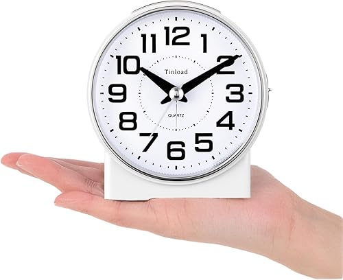 Miniatura 2 de Reloj despertador analógico sin tictac de 4.3 pulgadas, lectura silenciosa para personas mayores, fácil de configurar, alarma de aumento gradual,