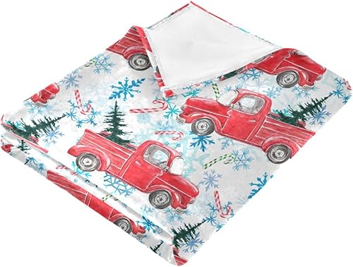 Miniatura 2 de Cute Christmas Tree Red Truck Plush Blanket Comfy Ultra-Soft Holiday Throw Blanket 50x60 Inches for Car Couch