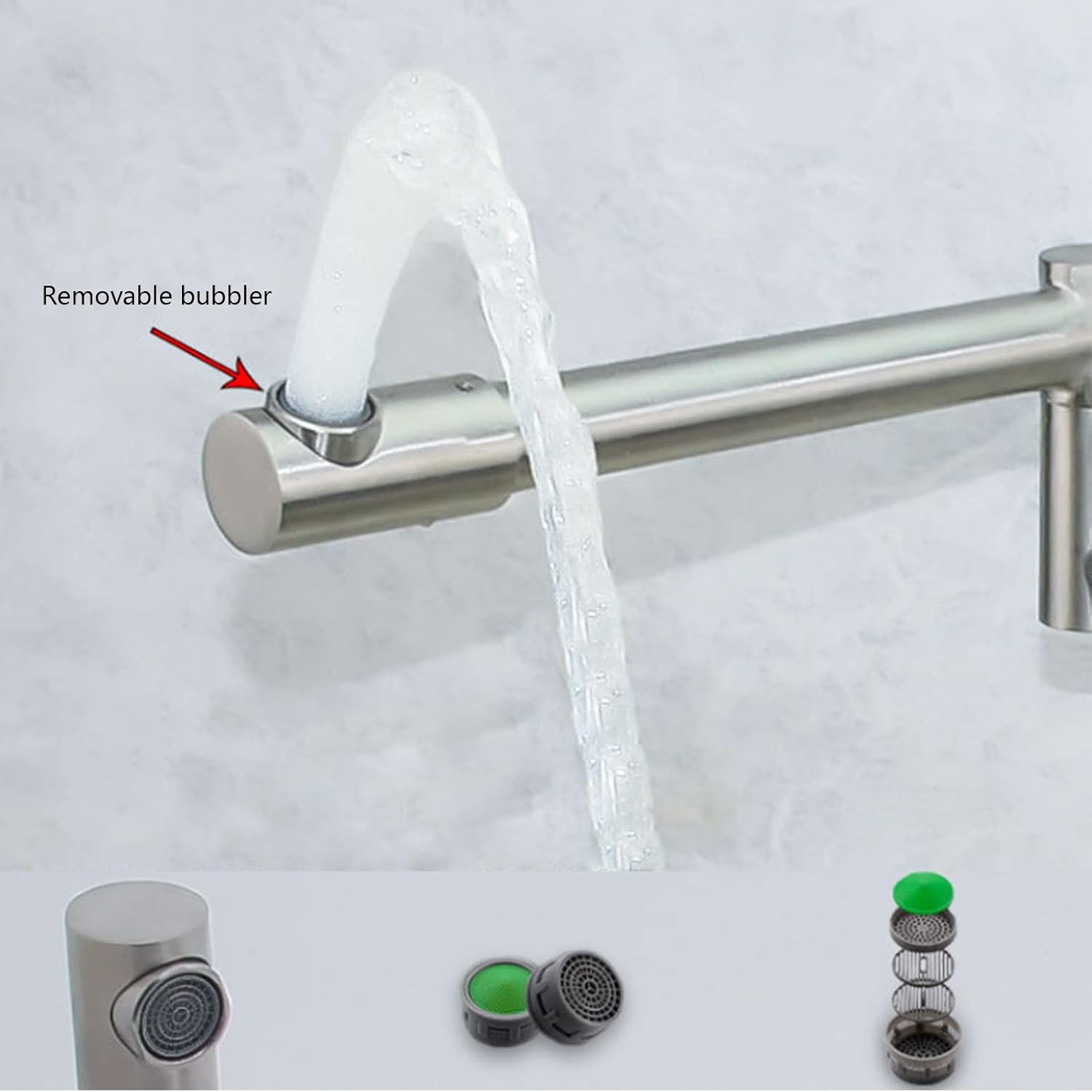 Pot Filler Faucet Deck Mounted, Double Joints Free Rotating Folding Kitchen, Hot and Cold Water Mixer Tap, 304 Stainless Steel Sink Single Handle
