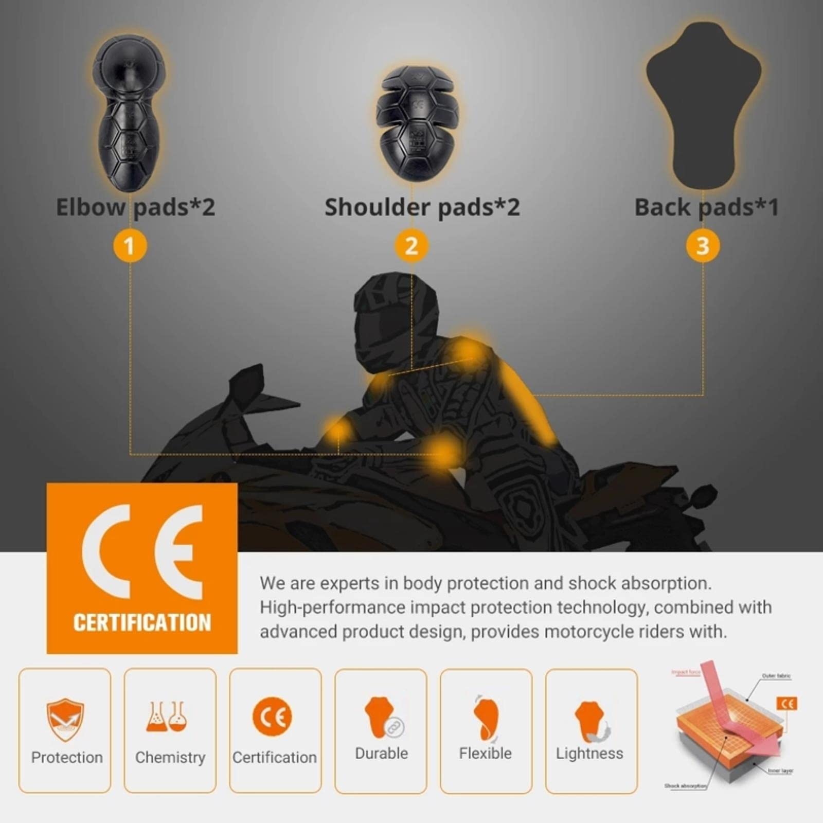 Moto Protettivo Giacca Pantaloni Inserti Imbottiture Spalla Ginocchio Gomito Ginocchio Ginocchio Ginocchio Protector Rider