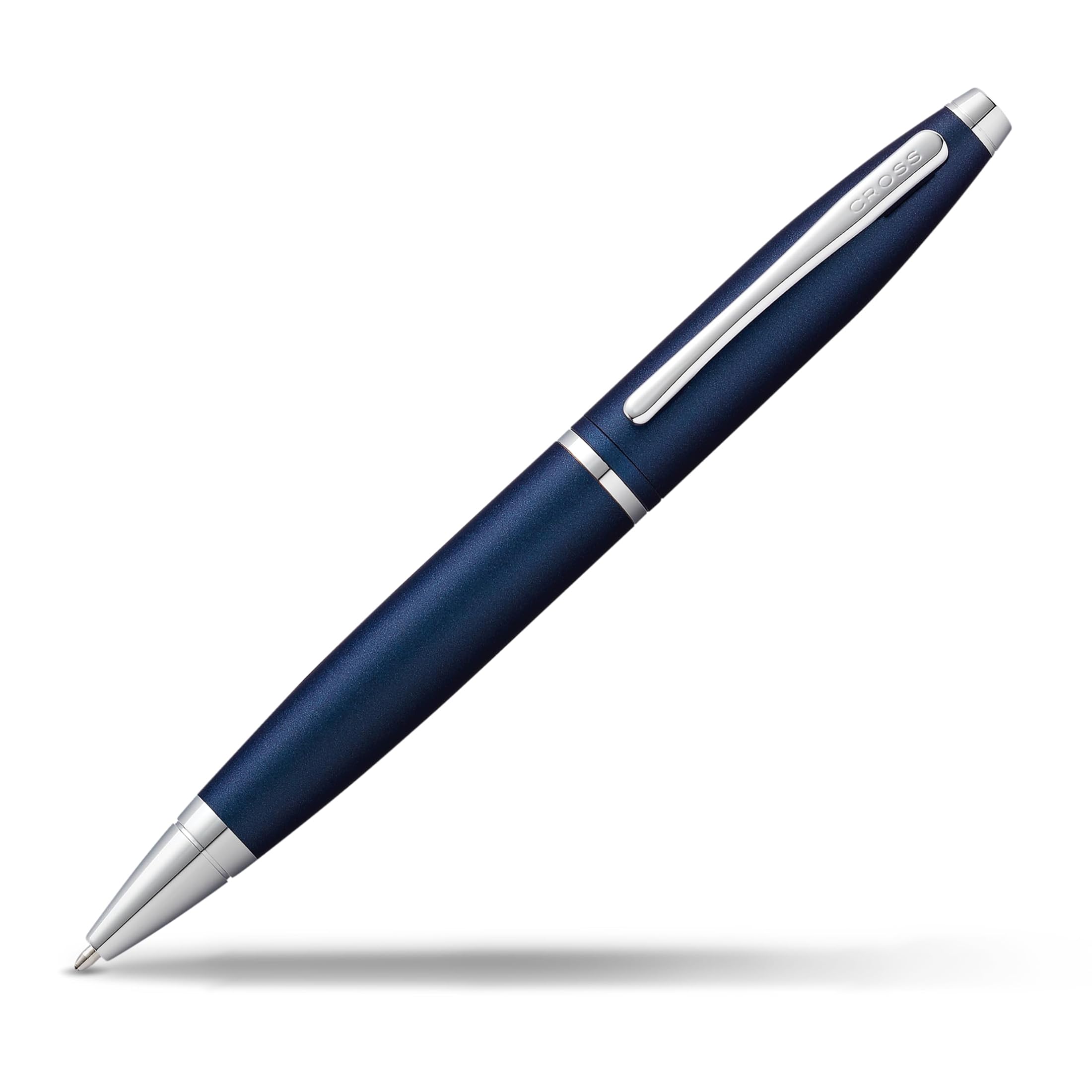 CROSS Calais Refillable Twist-Action Metal Ballpoint Pen with Chrome Appointments, Medium Ballpoint, includes Premium Gift Box and Black Cartridge, 1 Pack, Midnight Blue
