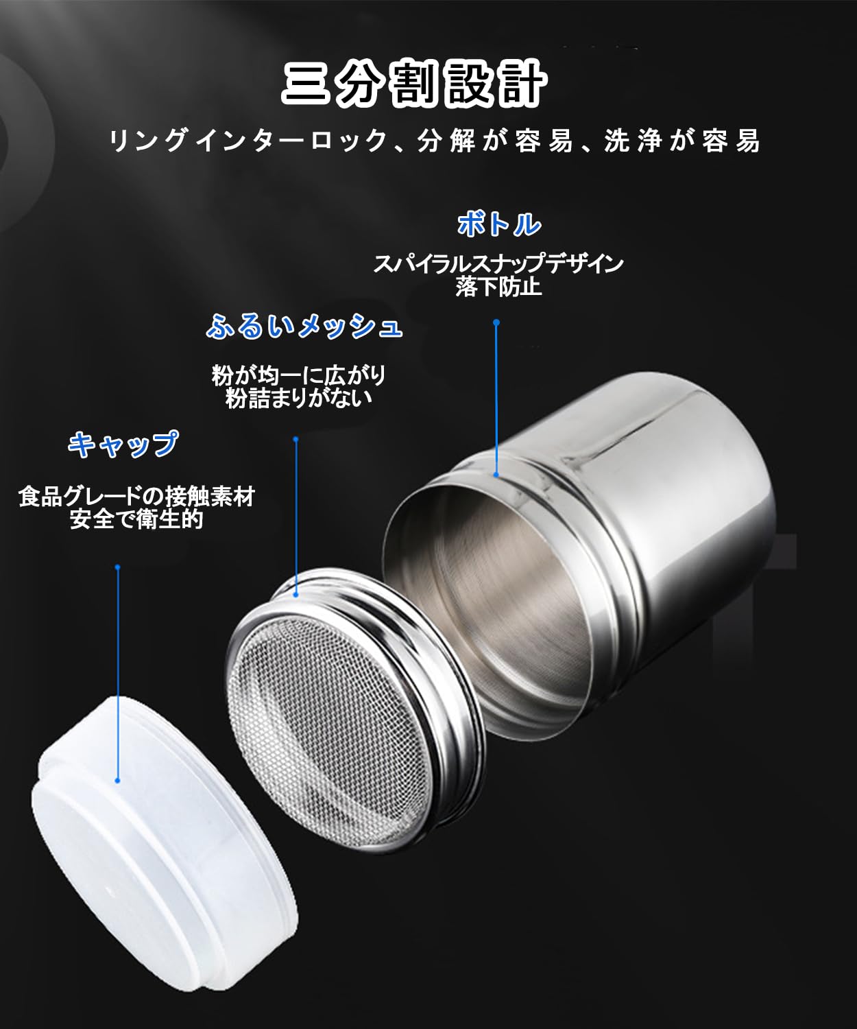 Amazon.co.jp: TerraShine 調味料入れ ステンレス製 粉ふりボトル 蓋付