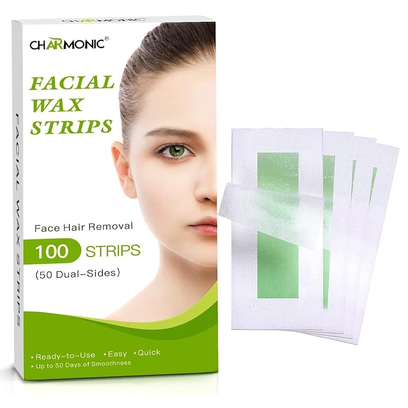 Charmonic Tiras de cera facial para depilação, 100 unidades