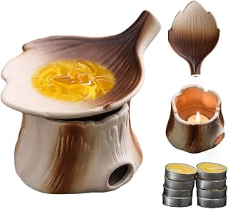 Ceramic Candle Incense Burner - Dried Flower/Grass & Essential Oil Aromatherapy Stove, Candle Wax Melts Cedar and Zen Burner for Home Bedroom Living Room Office