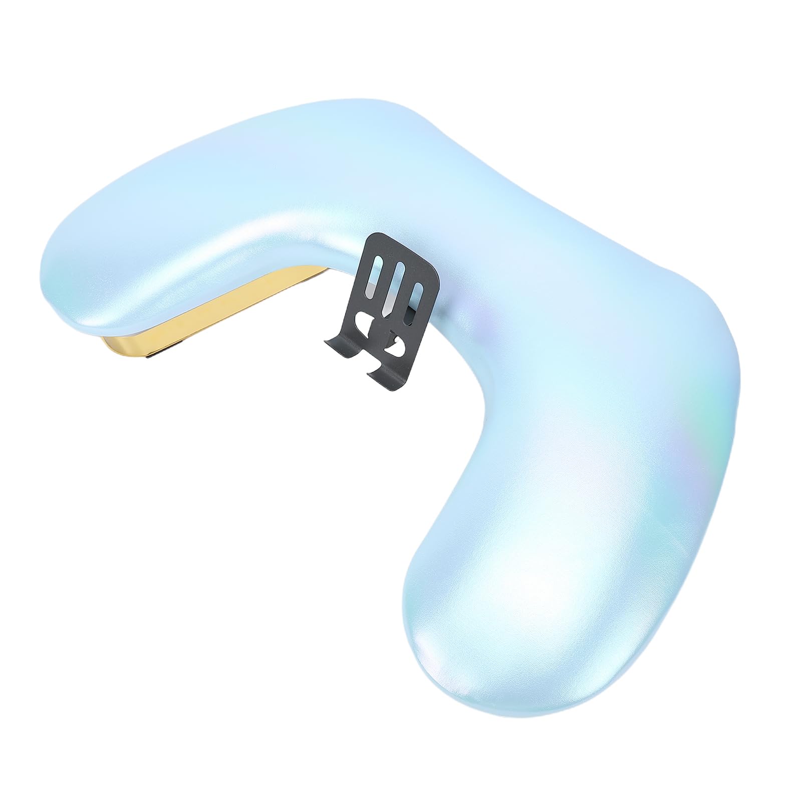 Reposabrazos ergonómico para uñas en forma de U, piel sintética, soporte ajustable para teléfono, cojín cómodo para manicura profesional y salón de belleza (cielo azul)