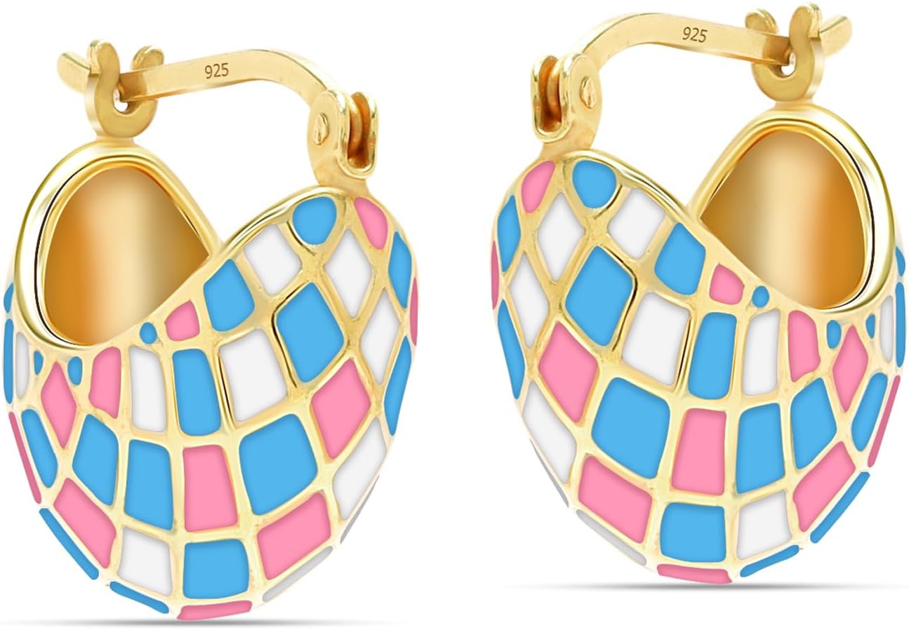 LeCalla 925 Sterling Silver Hoops Earrings | Hollow-Puff Shrimp Earring Hoops | Women's Gold-Plated Jewelry | Lightweight Electroforming Hoop Earring Jewelry for Birthday