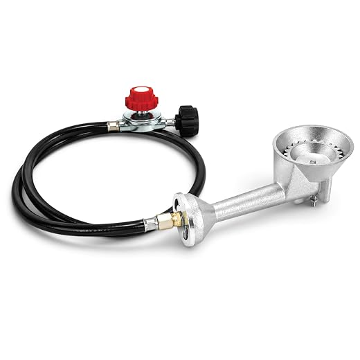 GasOne 50200+2109 High Pressure Cast-Iron Round Burner Head with Brass Fitting O, Regulator & Hose