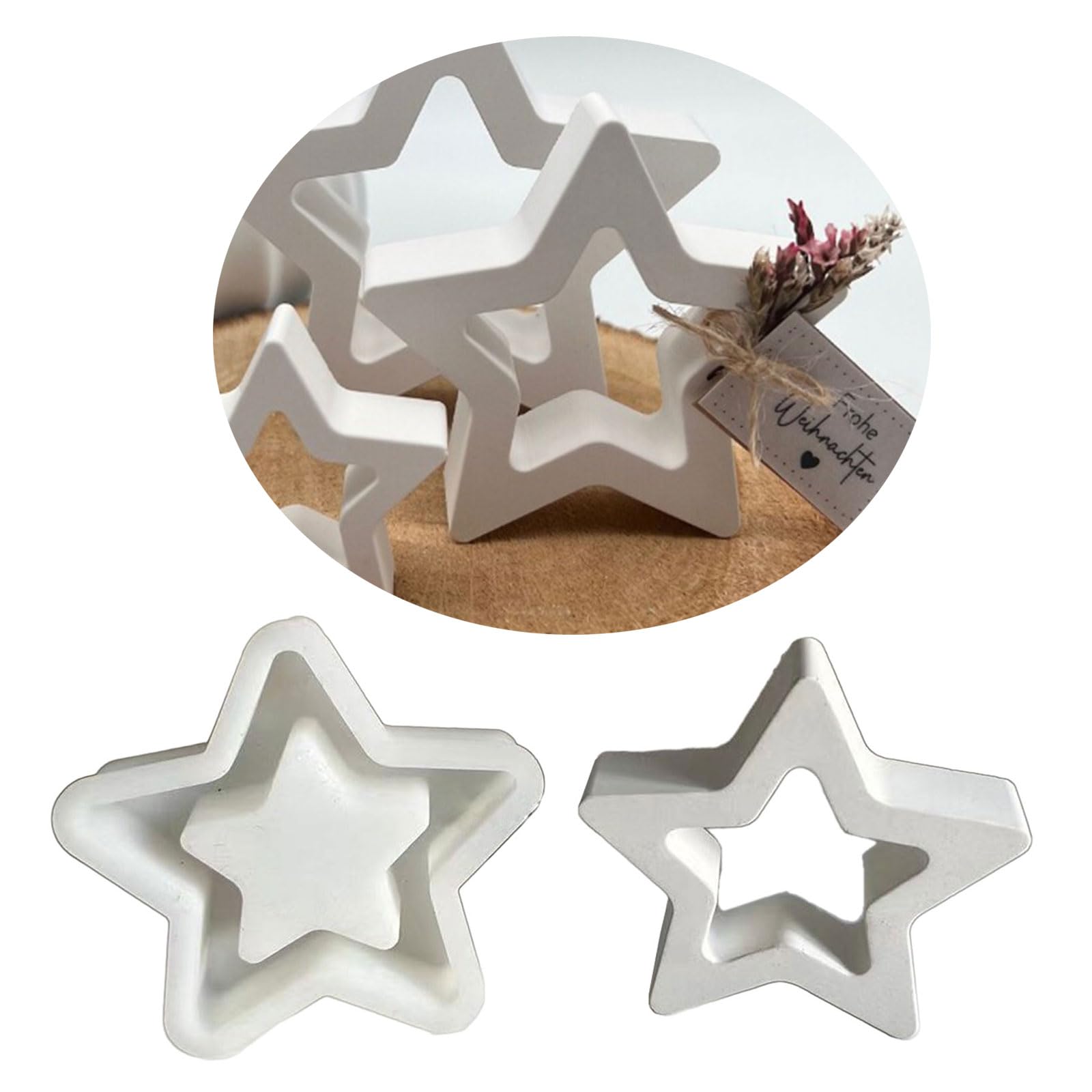 VOCUE Hollow Out Five-Pointed Star Resin Silicone Mold for Art Craft Gypsum Ornament Home Decor, Epoxy Resin Casting Mold
