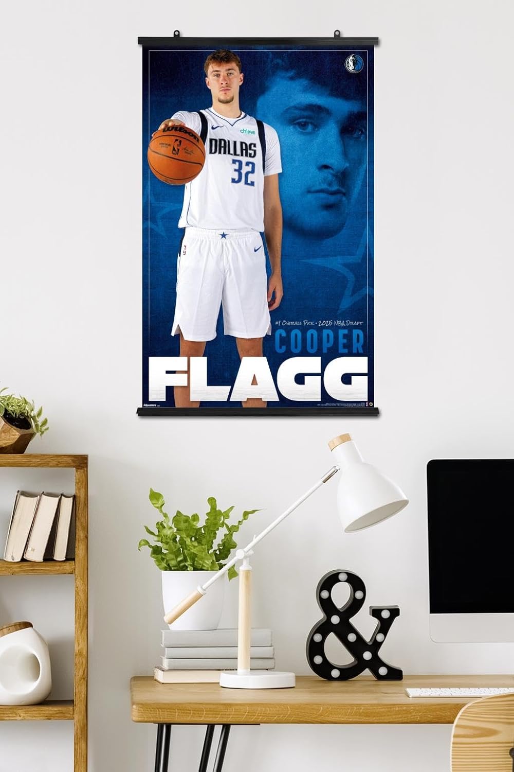 NBA Dallas Mavericks - Cooper Flagg 25 Wall Poster, 34L" x 22.4W", Premium Poster & Clip Bundle