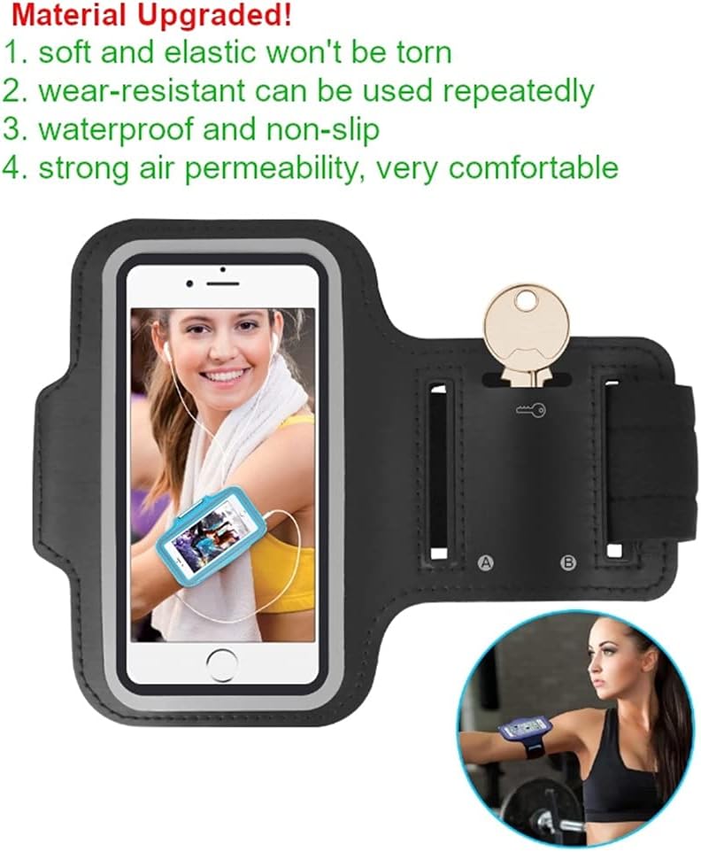 5-7inch Outdoor Sports Phone Holder Armband Case Gym Running Phone Bag Arm Band Case (Color : Black, Size : One Size)