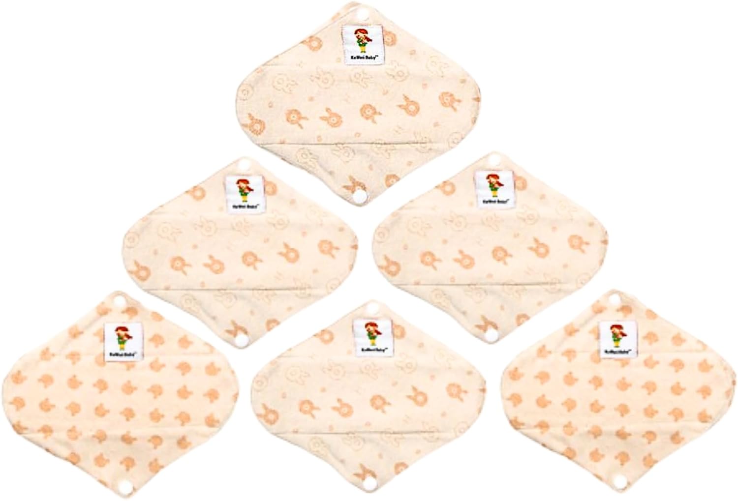 Kawaii Maxi Pads with Wings for Heavy Flow Periods, High Absorbency, Unscented Natural Cotton Breathable Reusable Women Sanitary Napkins, 6-Pack