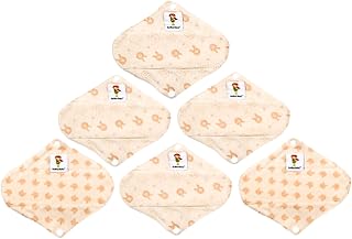Kawaii Maxi Pads with Wings for Heavy Flow Periods, High Absorbency, Unscented Natural Cotton Breathable Reusable Women Sanitary Napkins, 6-Pack