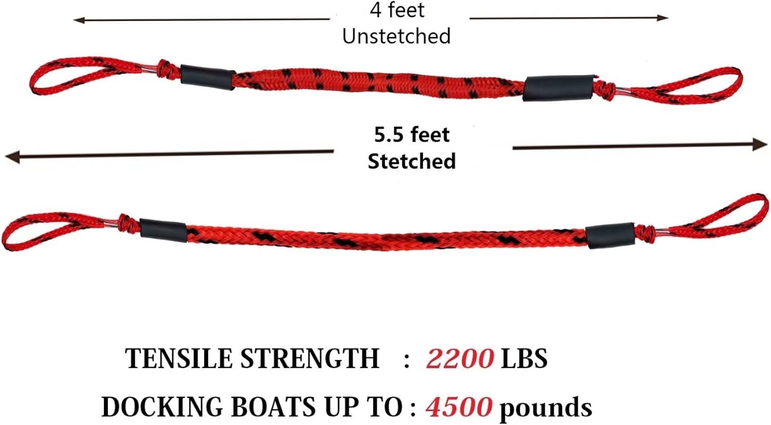 Buy Dock Lines Bungee Mooring Rope Bungee Dockline for Boat Jet Ski Kayak Pontoon PWC Boat
