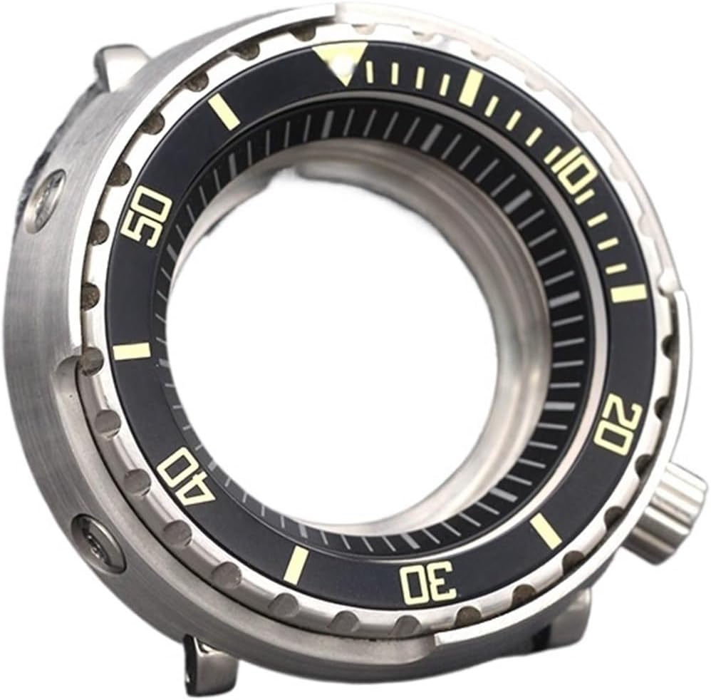Tuna Canned Watch Case for NH35 NH36 4R - 30ATM Waterproof, Transparent Back Cover, 47mm Stainless Steel Case(K,Sapphire Glass)