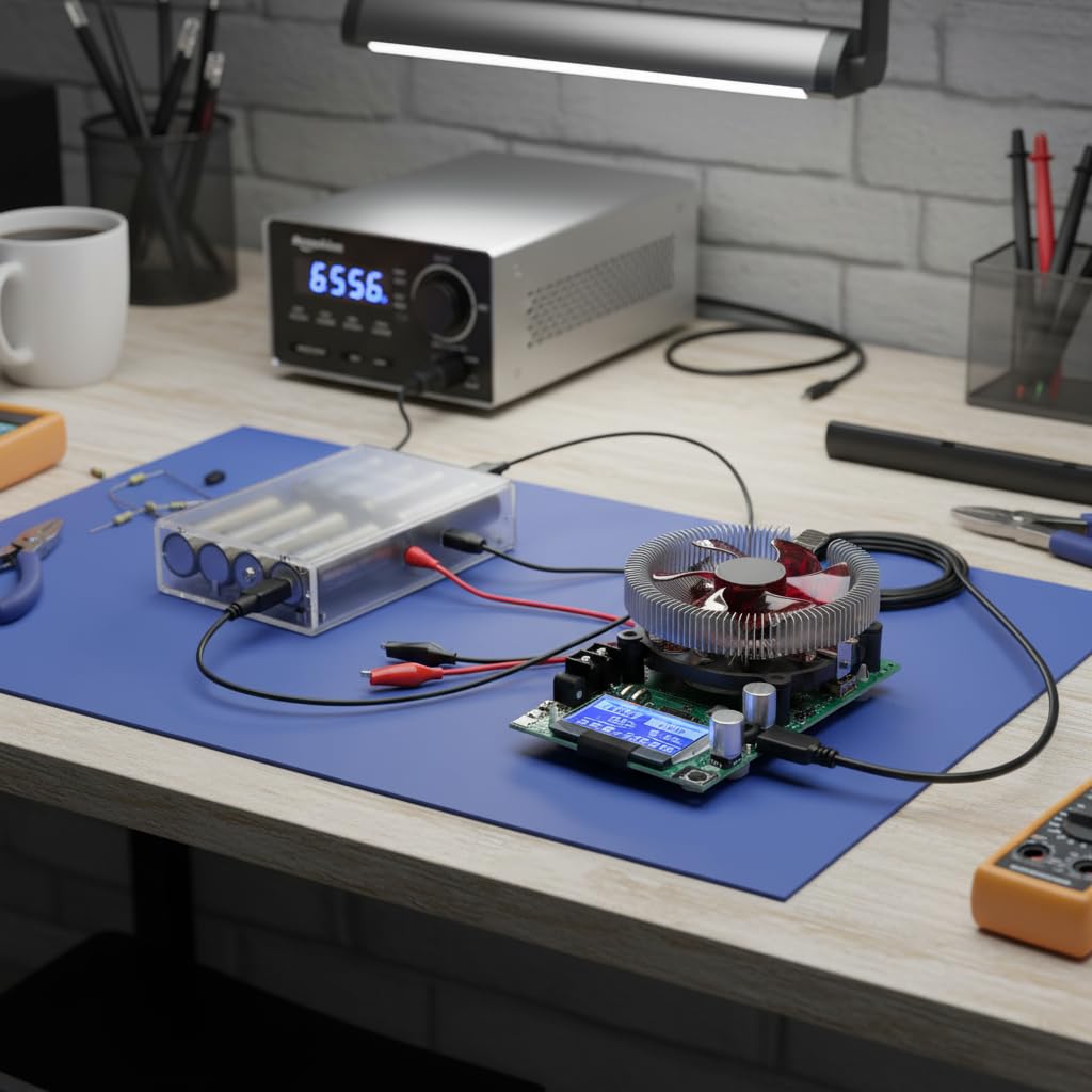 Fafeicy Electronic Load Battery Tester, 185W 20A USB Adjustable Constant Current Discharge Tester Module for Capacity Testing