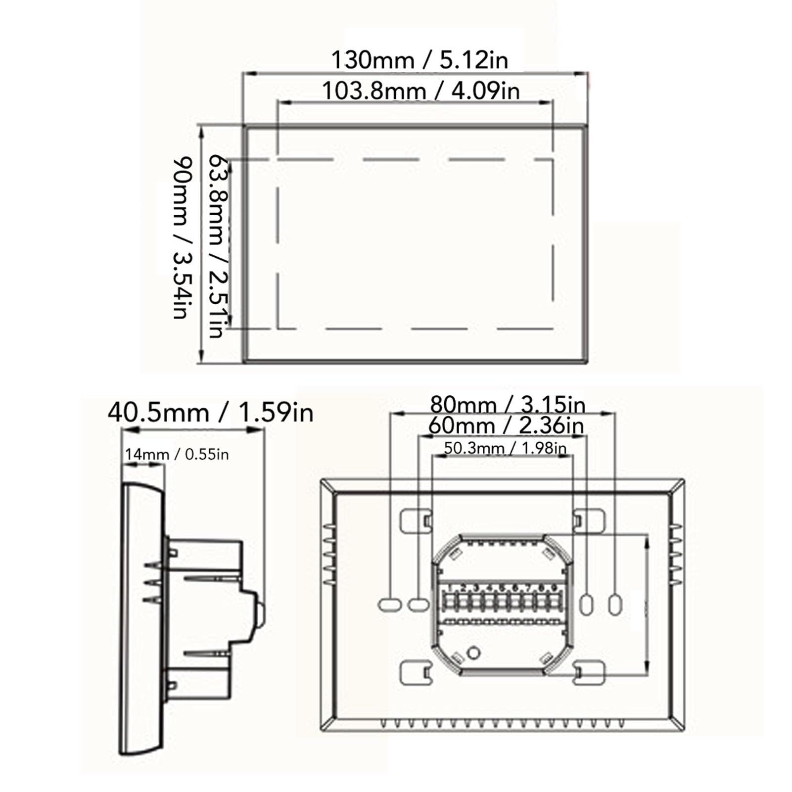 Programowalny inteligentny regulator temperatury 95–240 V do systemów HVAC — termostat centralnego klimatyzatora z ekranem dotykowym LED i łącznością Wi-Fi, czarne wykończenie, (Czarny)