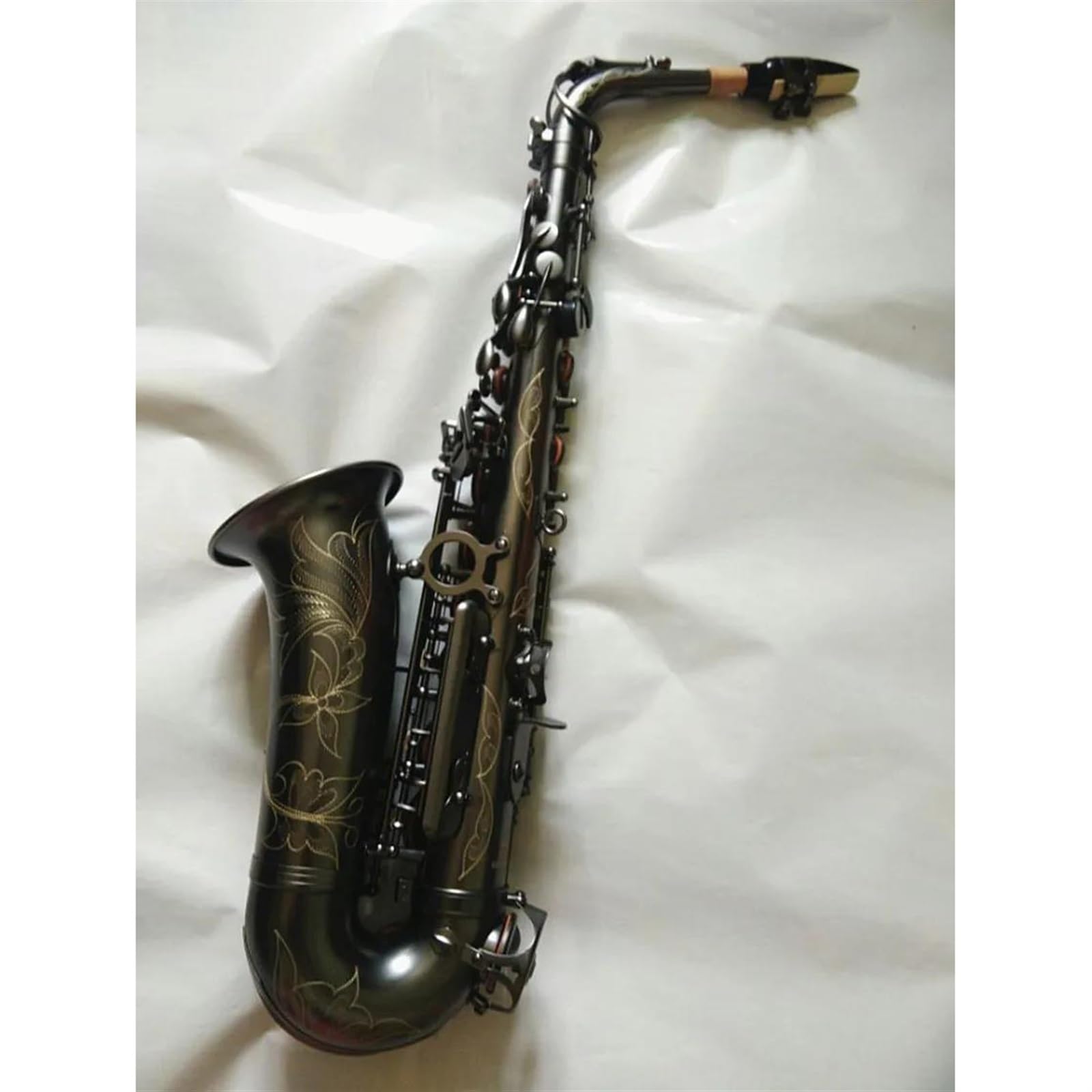 Saxofón Saxofón Alto Eb Único Mate Negro Niquelado Superficie Tallada E Instrumento Plano Saxofón Con Estuche