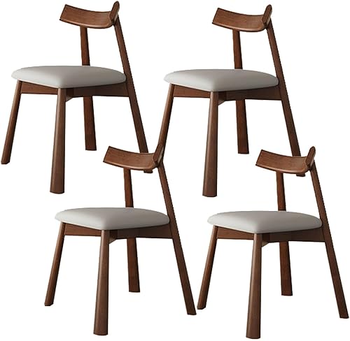 Miniatura 29 de JKGHK Dining Chairs Set, Room Chair for Kitchen with Thick Cushions, Leather Armless Living Room Chair with Curved Backrest and Wooden Legs, for