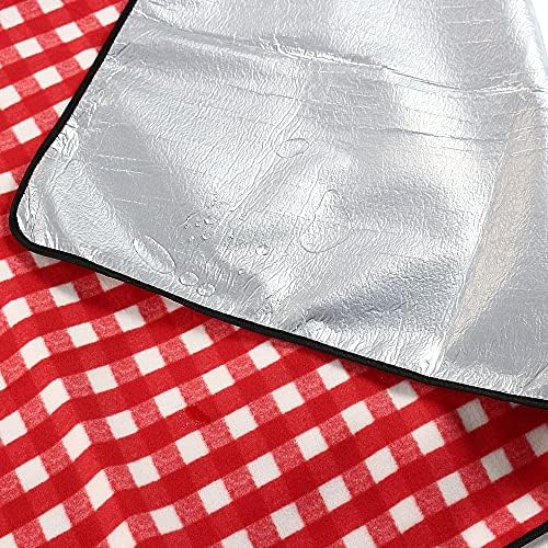ACTIVE FOREVER Portable Picnic Blanket, Large Waterproof Beach Blanket, Outdoor Multipurpose Mat for Travel Camping Family Gathering(Red and white plaid, 200 x 200 cm)