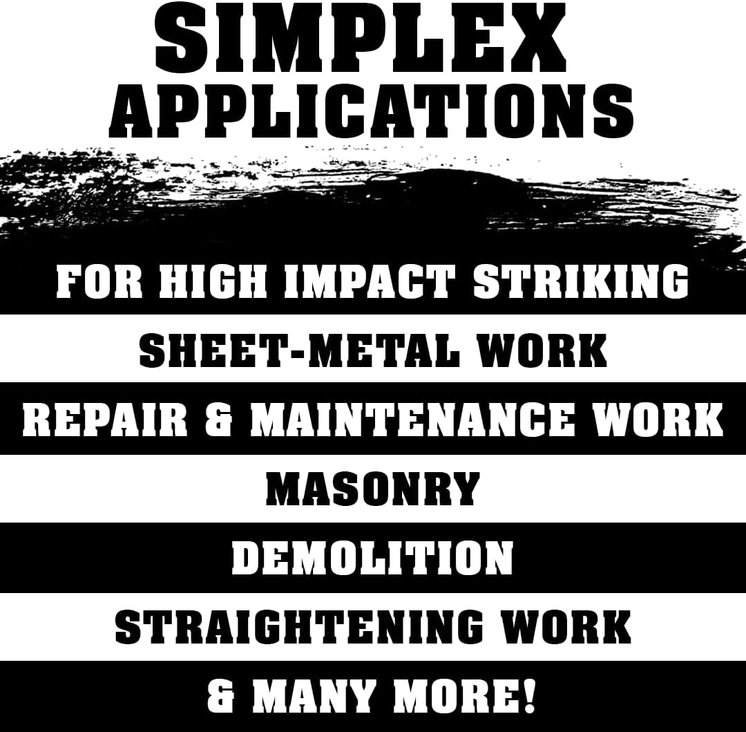 Halder Simplex Soft-Faced Mallet 3709.080 – Soft Metal Inserts, Reinforced Cast Iron Housing, Fiber Glass Handle, Non-Slip Rubber Grip, 80mm, 9.5 lbs.