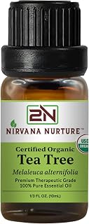 Nirvana Nurture Tea Tree Essential Oil USDA Certified Organic, 100% Pure Natural Premium Grade, Undiluted- Aromatherapy Diffuser for Calm and Relaxation, Skin Care, Hair Care