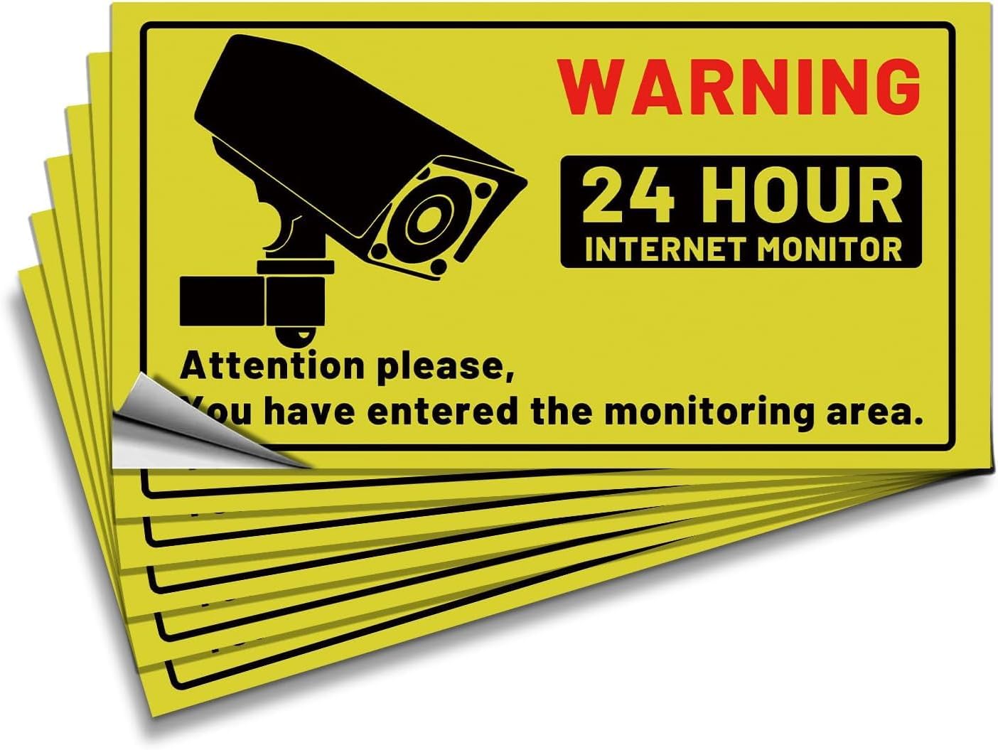 WESECUU6 Pcs No Trespassing Warning Sign, (11x5.8 in) Warning Sign Sticker for Camera Monitoring System, Video Surveillance Sign for Office, TZ-20