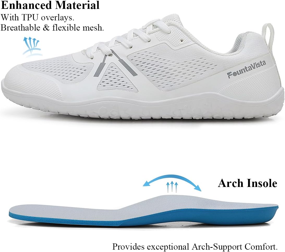 Men's Wide Toe Box Shoes | Barefoot Style Workout Shoes for Men | Zero Drop Sole & Lace Up Gym Shoes | Natural Feel Cross Training & Running Shoes | Wide Feet Comfort Fit
