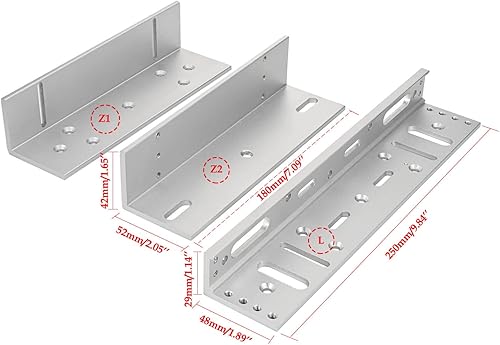 Miniatura 4 de Cerradura electromagnética con soporte Z y L 617.3 lbs 600LBS Holding Force Cerradura de puerta magnética eléctrica 12V Modo NC a prueba de fallas