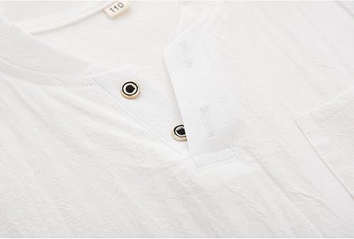 Miniatura 4 de Conjunto de camiseta y pantalones cortos de algodón y lino de verano de manga corta para niños de dos piezas conjuntos de pantalones