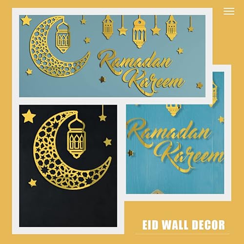 Miniatura 7 de Tofficu Ramadán Kareem Pegatinas Decoraciones Pared Eid Mubarak Eid Adha Luna Estrella Ventana Adhesivos Adhesivos Adhesivos Espejo Islámico