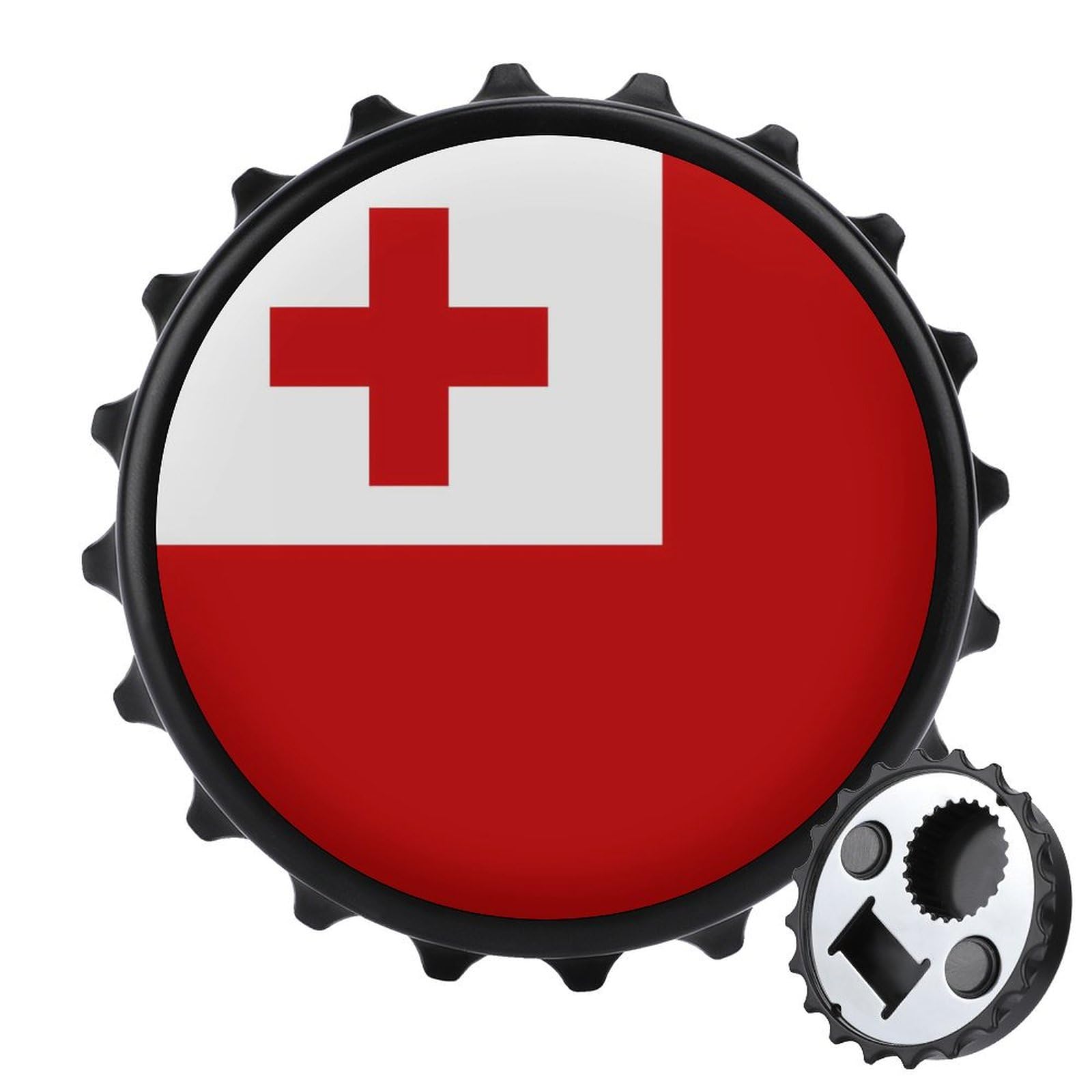 Tonga Tongan Flag 2 in 1 Beer Bottle Opener Wall Mount Opener Portable Easy Storage Gift for Men Women Black-style