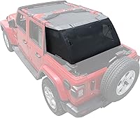 Vista 97 de Shadeidea - Parasol para Jeep Wrangler JL Unlimited (2018-2023) de 2 puertas y 4 puertas frontales, pantalla de malla negra para parasol JLU SAHARA