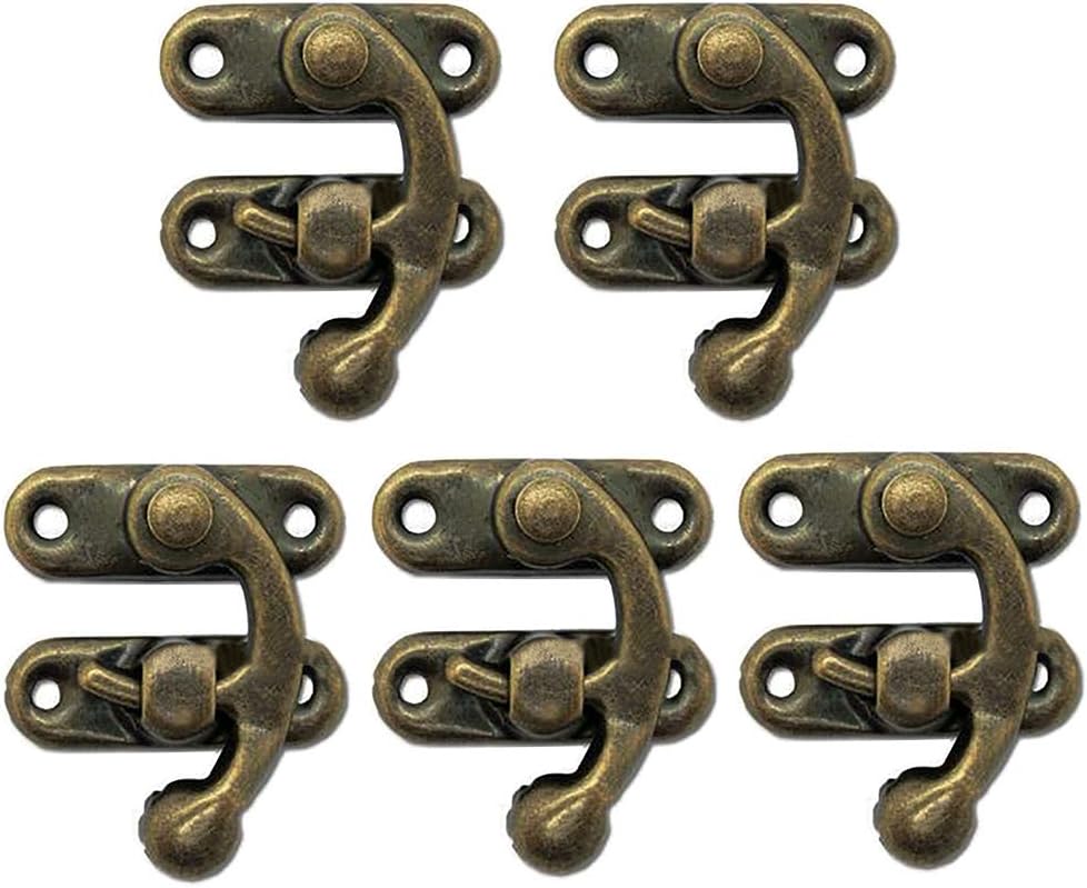 Biaungdo 5pcs Retro Vintage Style Swing Bag Clasp Closure Lock Latch for Furniture Wooden Box Jewelry Case Bronze Tone