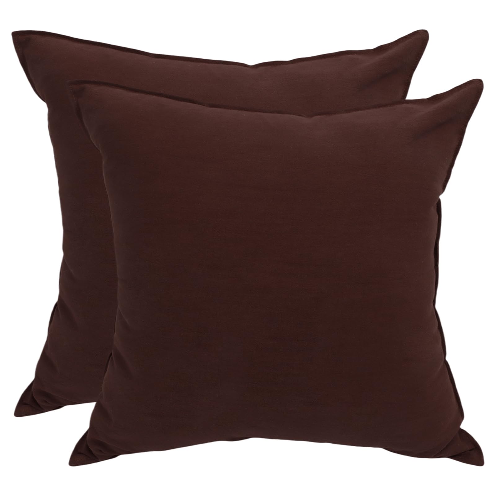 Betadistor Cotton Cushion Covers 45cm x 45cm Set of 2 Square Throw Pillow Case Plain Cotton Soft Pillowcases for Patio Sofa Balcony Living Room with Invisible Zipper 18x18 Inch, Brown, 519-0400 — image 1