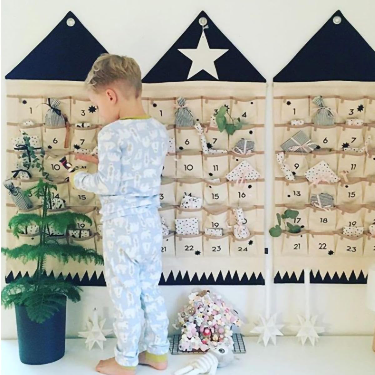 Wand-Organizer for Schlafzimmer, hängender Wand-Organizer, Weihnachts-Adventskalender 2024, wiederverwendbar mit Taschen, 24-Tage-Wandmontage-Aufbewahrungstasche for Zuhause, Urlaubsdekorationen, Gesc