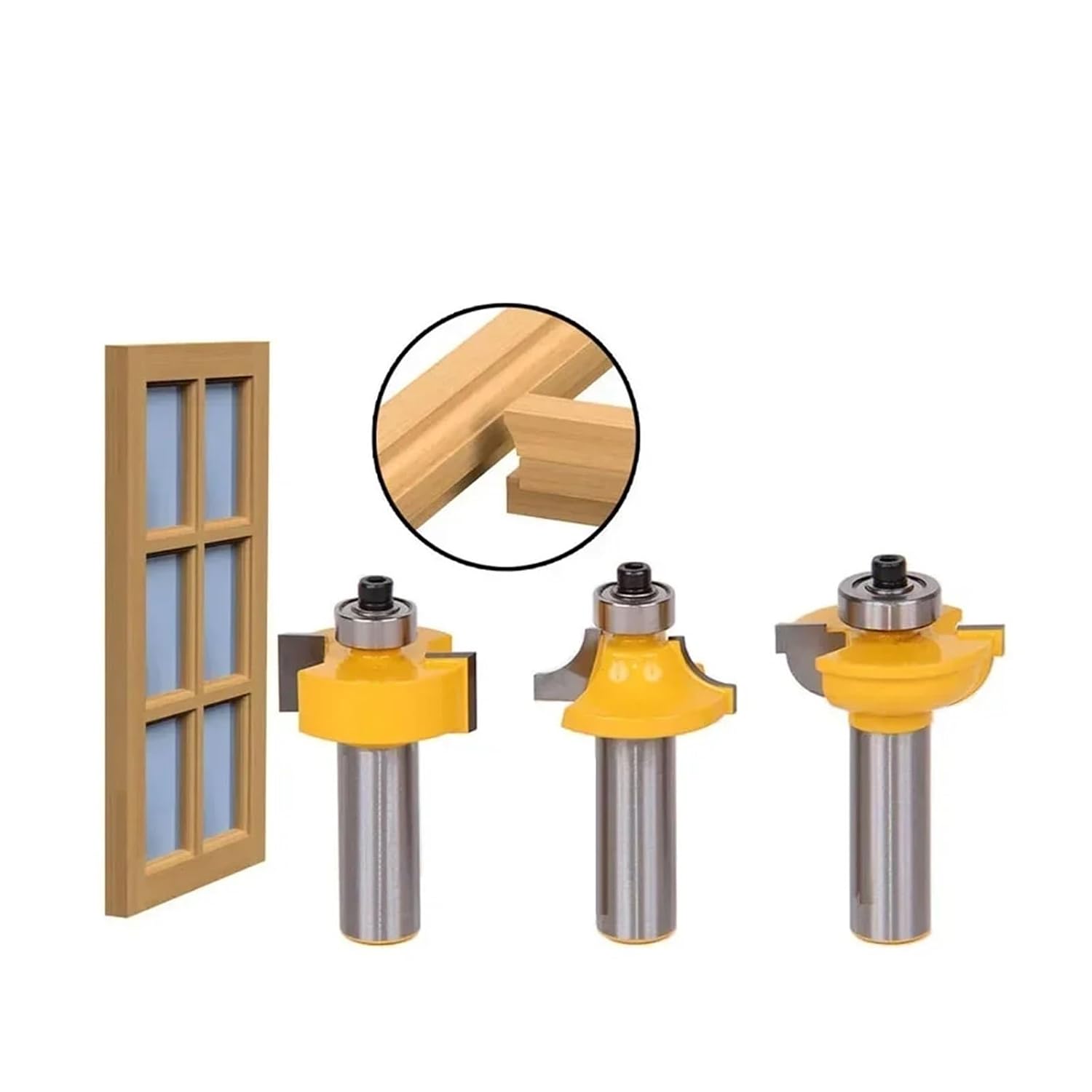3PCS-2 Models Solid Carbide Woodworking Router Bit, Door and Window Milling Cutters CNC Engraving Machine Knife(12.7mm-3pcs)