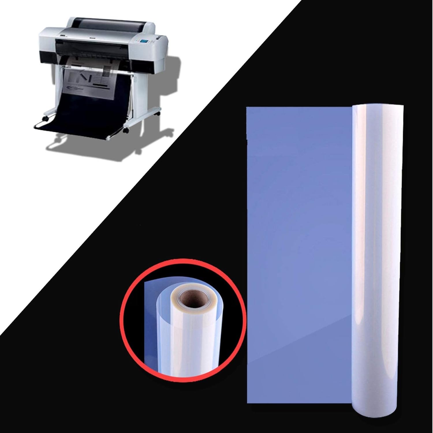 17"x100' 1 Roll Screen Printing Film Waterproof Inkjet Transparent Film for Water-based Pigment and Dye Printers
