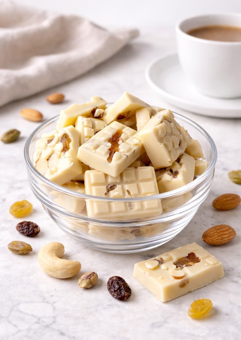 Handmade White Chocolate Bar with Fruit and Nuts 16-17pcs (150gm) for Gift Sister, Wife and Girlfriend | Gift for Kids