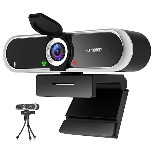 NIVEOLI Webcam 1080P mit Mikrofon und Web cam Abdeckung, Stativ, Plug & Play, mit automatischer Lichtkorrektur, für Laptop, PC, Desktop, für Live-Streaming, Videoanruf, Konferenz - 1080P WEBCAM