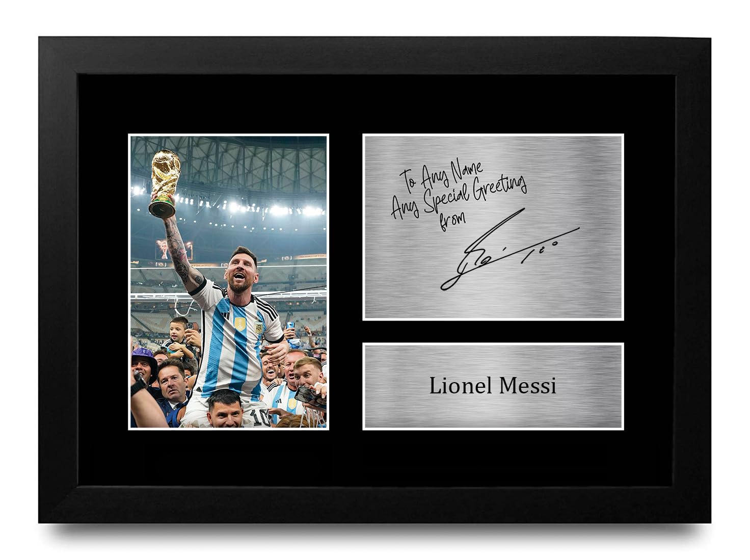 HWC Trading Lionel Messi Argentina Personalised Gift - Signed Autograph Picture, Framed A4 Football Memorabilia with Custom Name Message for Birthday Christmas Wedding — image 1