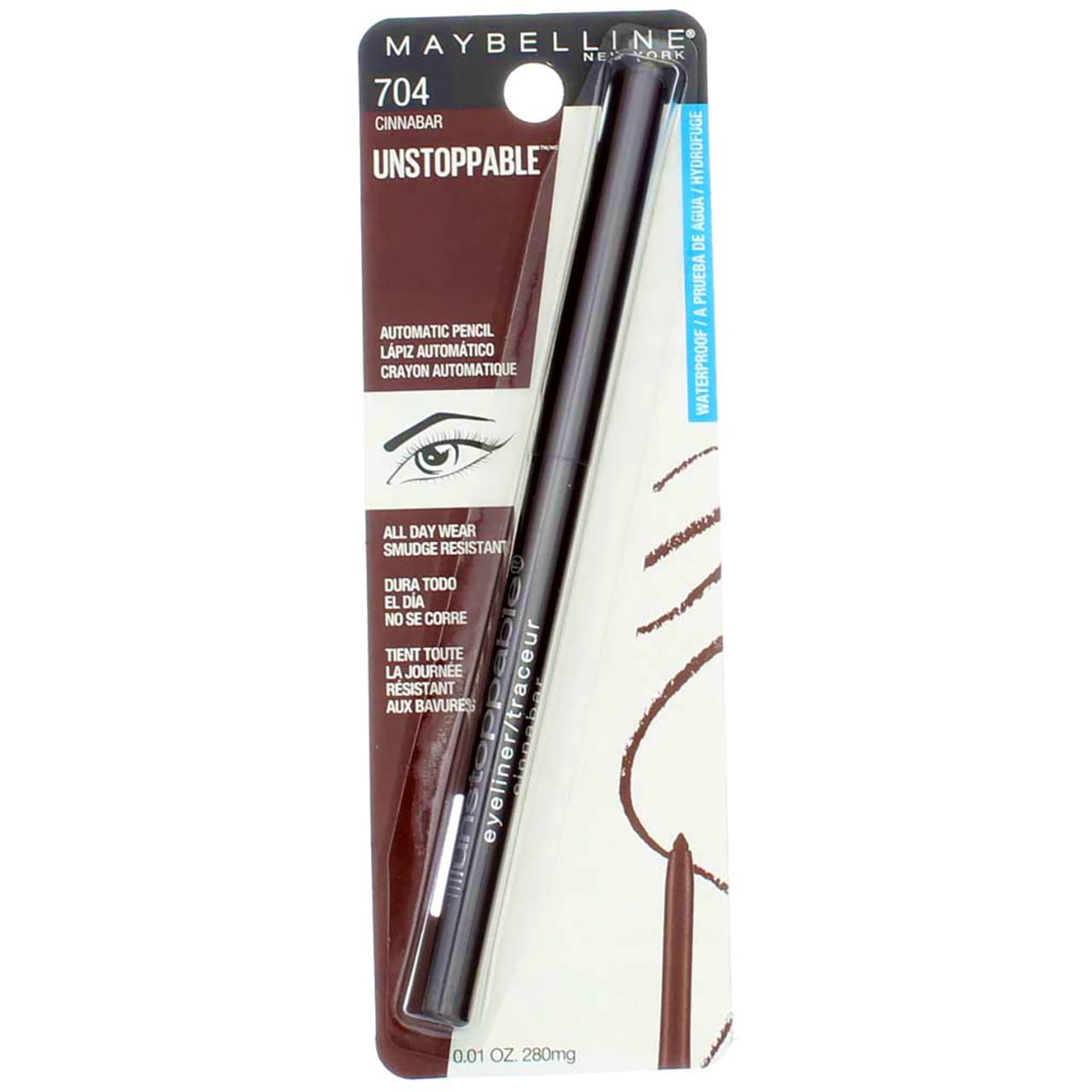 Maybelline New York Unstoppable Eyeliner, Cinnabar [704] 0.01 oz (Pack of 4)