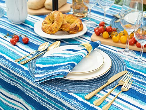 Outdoor Table Cloth - 60 X 84 Inch Rectangle Tablecloth - Waterproof Wrinkle Free Table Cover With Zipper And Umbrella Hole For Spring Summer Decorations, Picnics And Parties, Crayon Art (Ocean) #TOP5