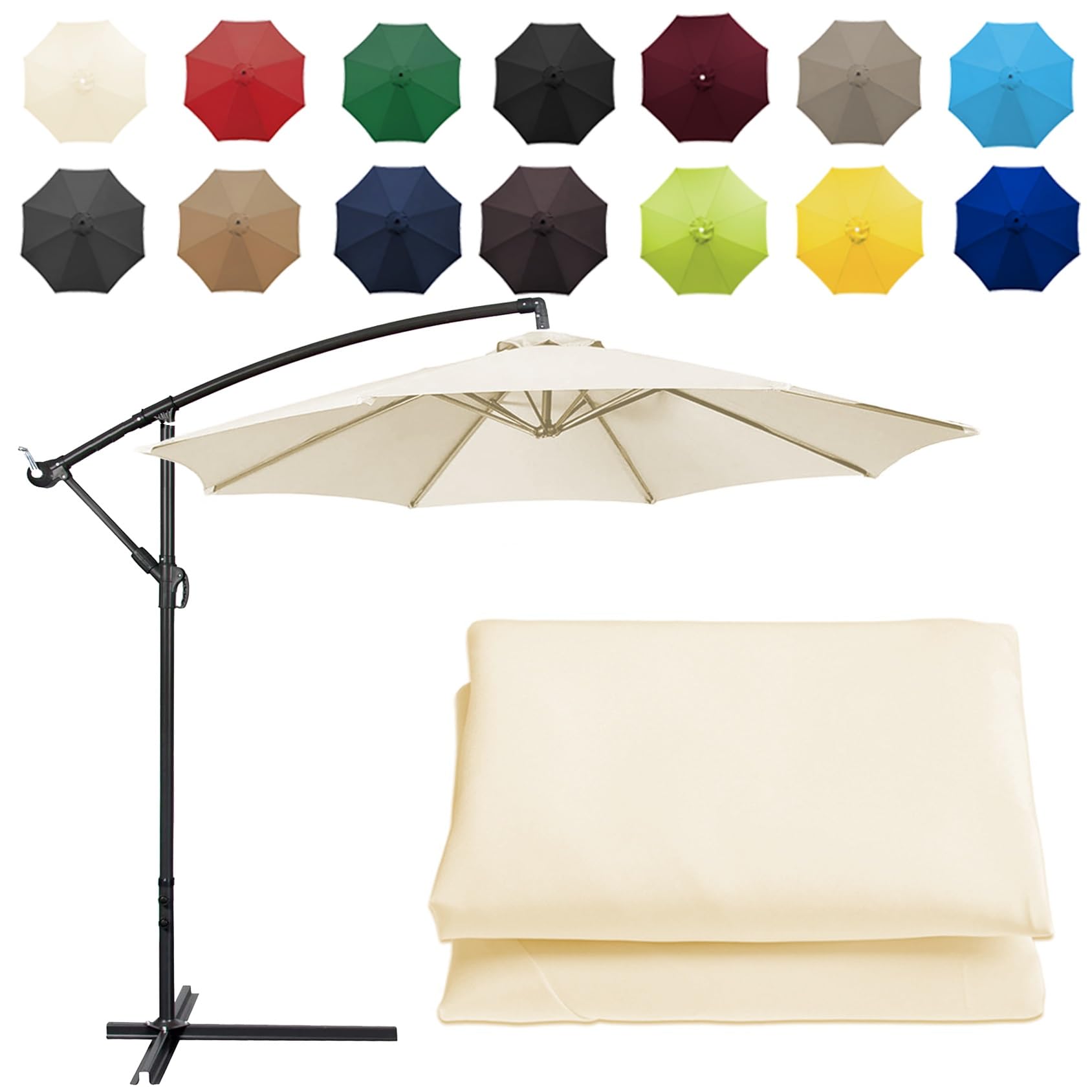 CMJYMX Umbrella Canopy Replacement - White, 8 Ribs-2.7m(8.8ft)
