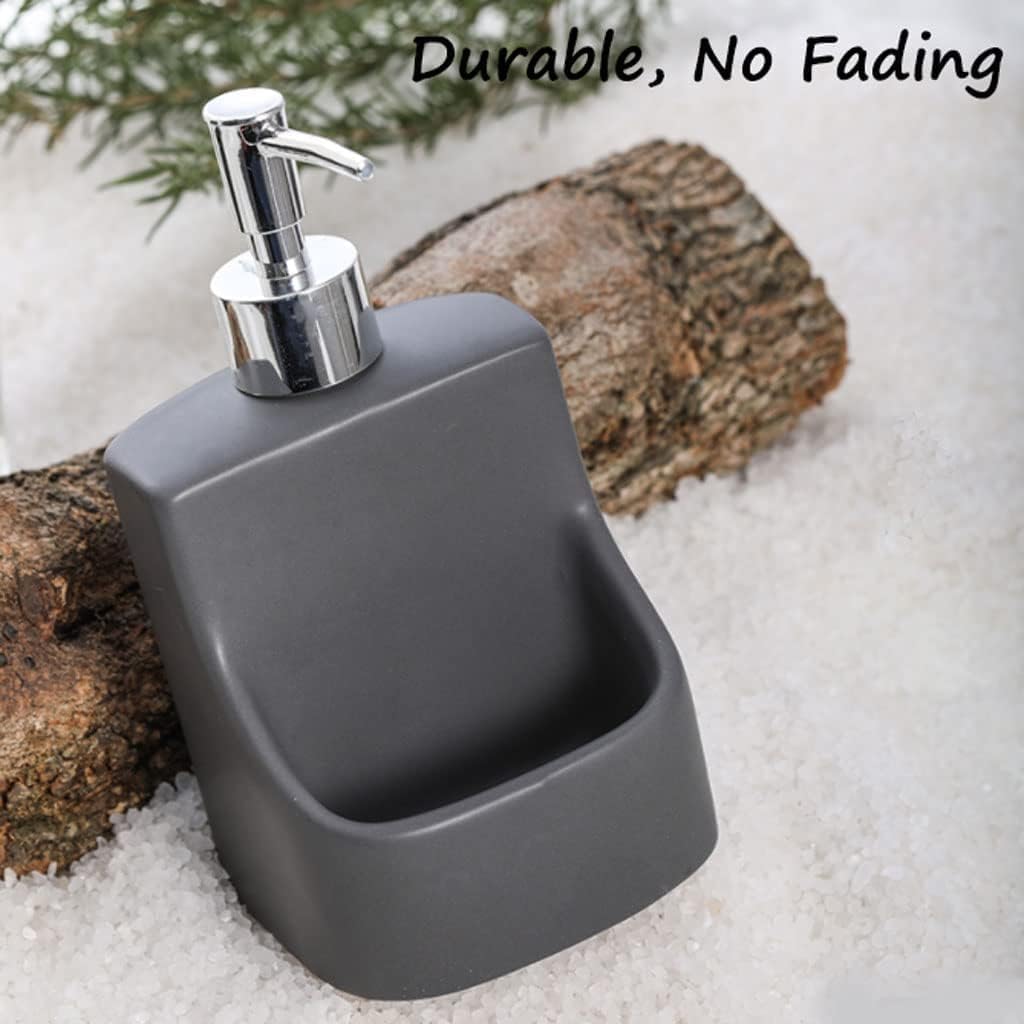 Kreatywny dozownik mydła z uchwytem na gąbkę Matowa ceramiczna pompka do Metalowa, nierdzewna Dozownik balsamu 390 ml/13,2 uncji(Matte Black,2 Pack)