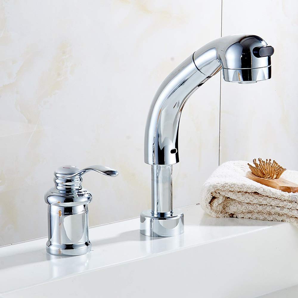 Robinetterie de salle de bain télescopique dotée d'un mélangeur eau chaude et froide