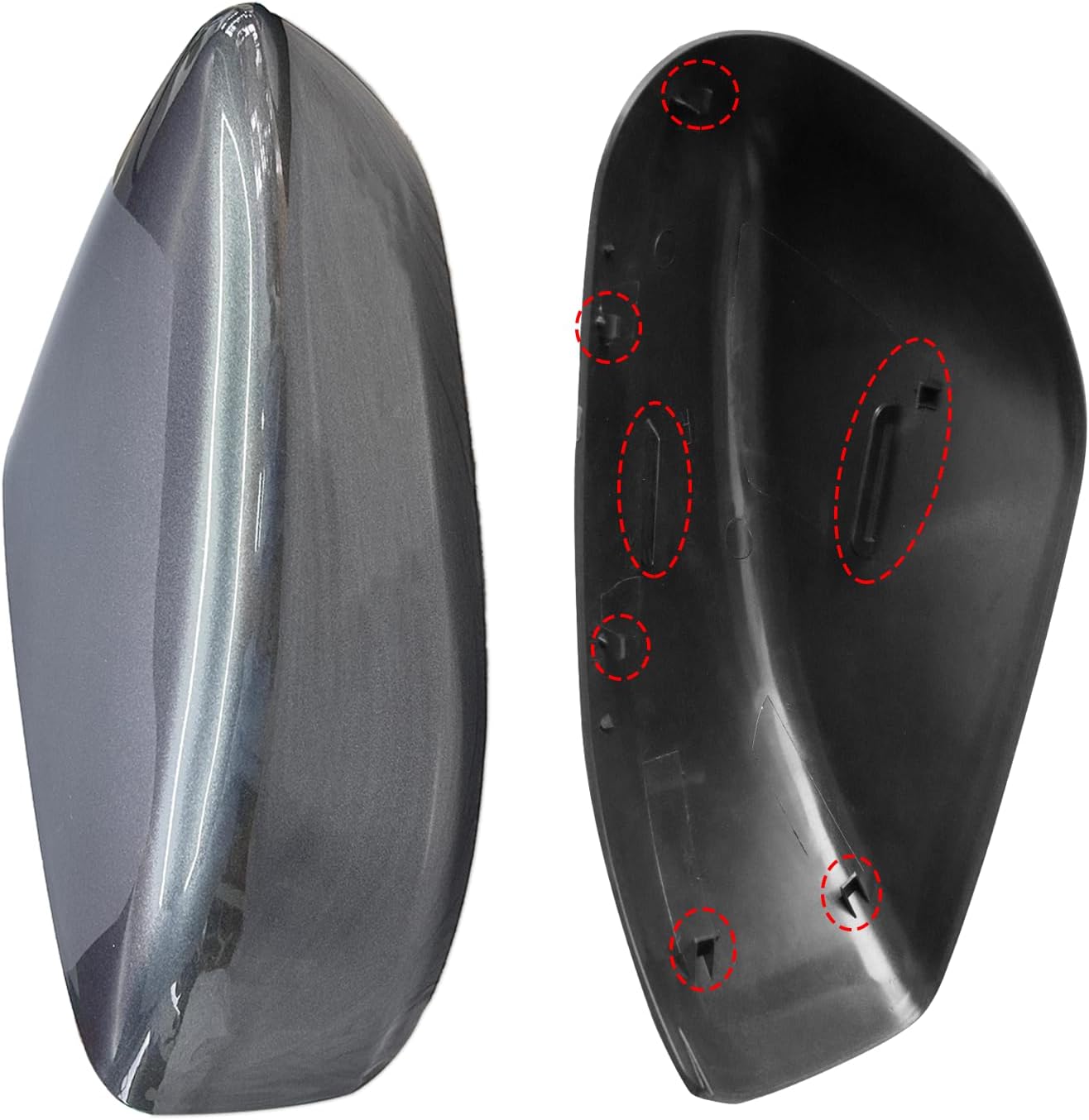 Moonlinks Compatible with Nissan Altima Mirror Cover Replacement 2013 2014 2015 2016 2017 2018, Gray Mirror Cap Trim Without Turn Signal Light for Right Passenger Side