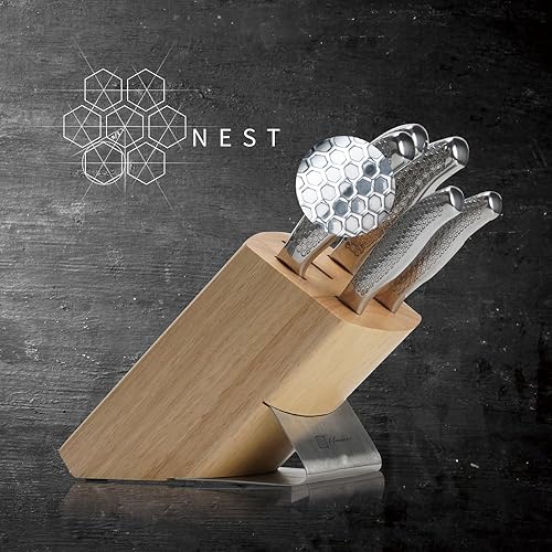 Miniatura 3 de Juego de cuchillos de cocina, juegos de cuchillos de acero inoxidable de una sola pieza para cocina con bloque, juego de 6 piezas de bloques de