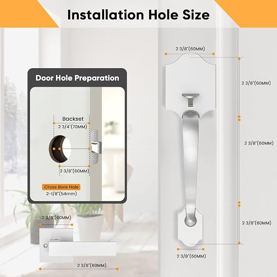 52HZ Wave Lever Door Handles Interior with Lock and Key, Privacy Exterior Door Levers for Bedroom, Bathroom, Front and Entrance, Reversible for Right & Left Sided Doors, Matte Black (Handle)